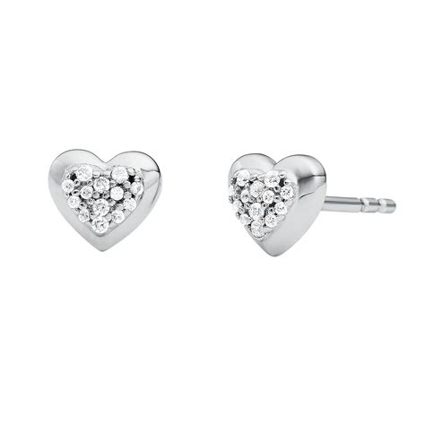 silver love heart michael kors earrings|michael kors earrings gold hoops.